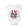 White colour I love mom and dad custom baby onesie with baby name