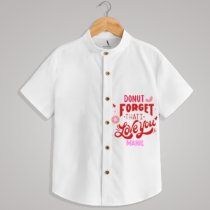 White Valentine's Themed Boys Shirt With Custom Name