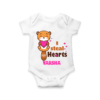White Valentine's Themed Baby Onesie With Name