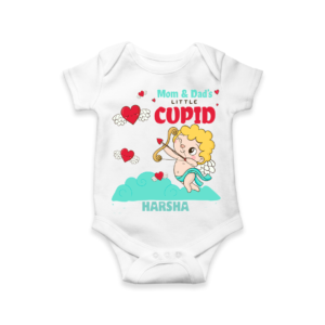 White Valentine's Themed Baby Onesie With Name