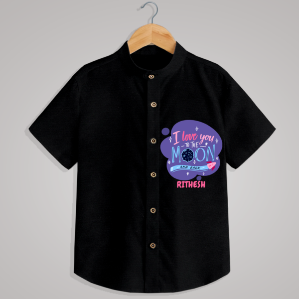 Black Valentine's Themed Boys Shirt With Custom Name