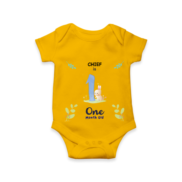 First month birthday customised baby onesie - Yellow