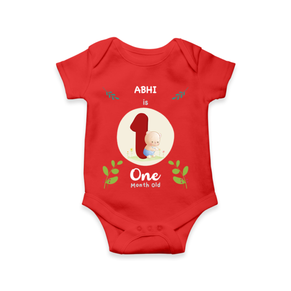 First month birthday customised baby onesie - red