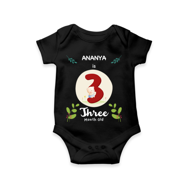 Third month birthday customised baby onesie - Black