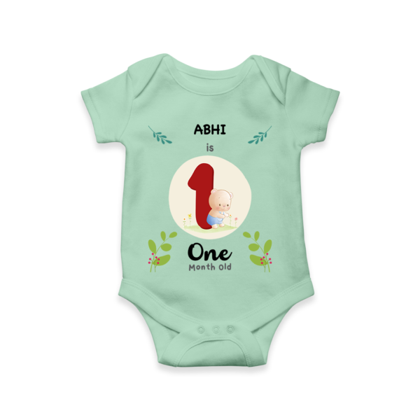First month birthday customised baby onesie - green