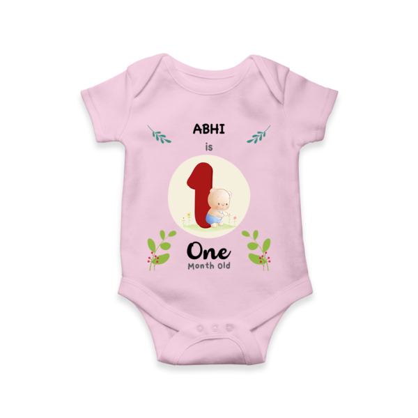First month birthday customised baby onesie - baby pink