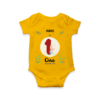 First month birthday customised baby onesie - yellow