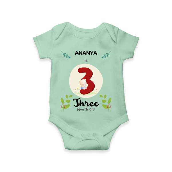 Third month birthday customised baby onesie - Mint Green