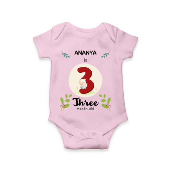 Third month birthday customised baby onesie - Pink