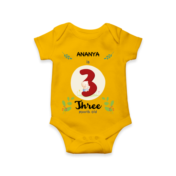 Third month birthday customised baby onesie - Yellow