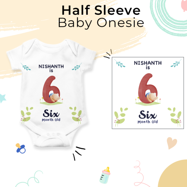 Fifth month birthday customised baby onesie - White