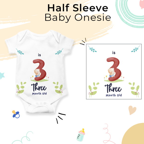 Third month birthday customised baby onesie - white