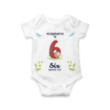 Sixth month birthday customised baby onesie - White