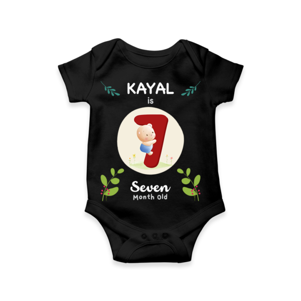 Seventh month birthday customised baby onesie - Black