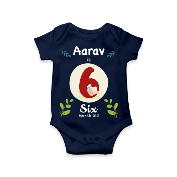 Fifth month birthday customised baby onesie - Navy Blue