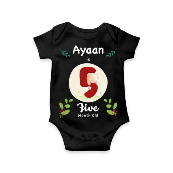 Fifth month birthday customised baby onesie - Black