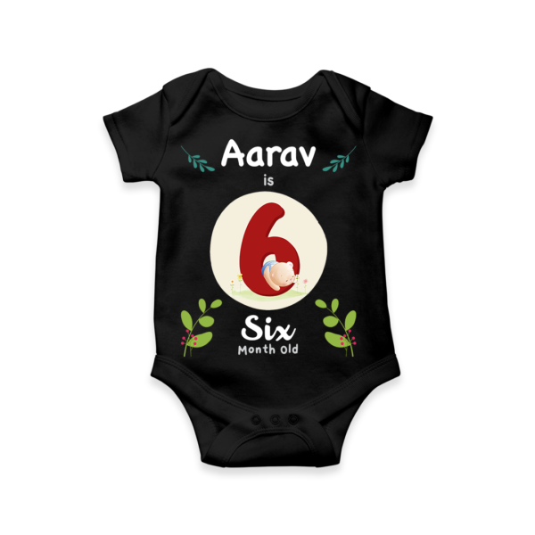 Fifth month birthday customised baby onesie - Black