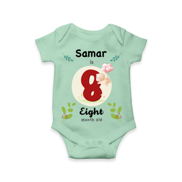 Eigth month birthday customised baby onesie - Green