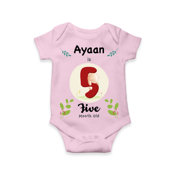 Fifth month birthday customised baby onesie - Pink