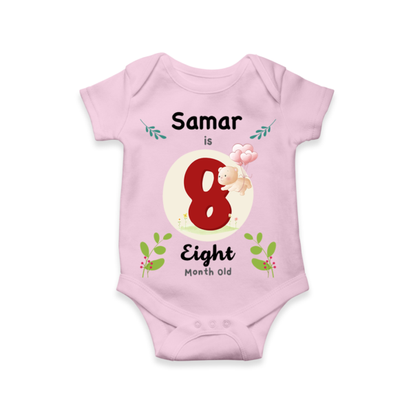 Eigth month birthday customised baby onesie - Pink