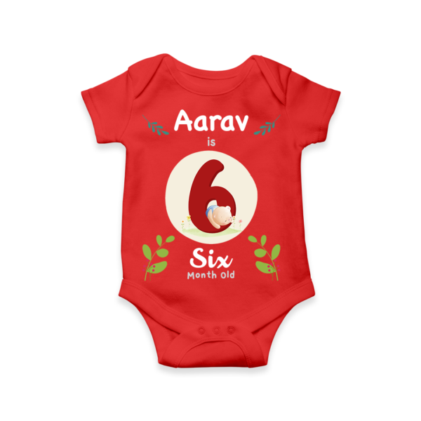 Fifth month birthday customised baby onesie - Red