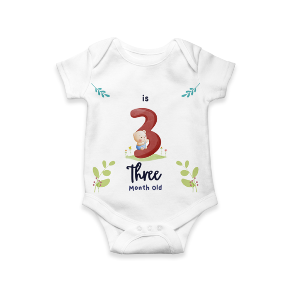 Third month birthday customised baby onesie - white