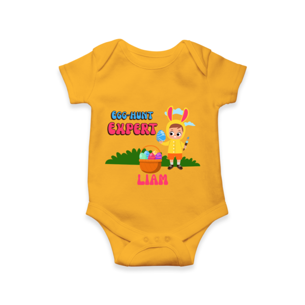 EASTER DESIGN BABY ROMPER WITH NAME - CHROME YELLOW