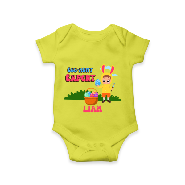 EASTER DESIGN BABY ROMPER WITH NAME - LIME GREEN