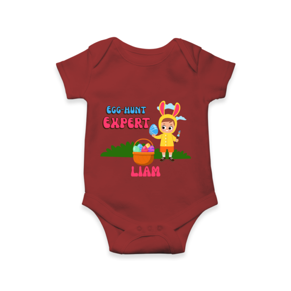 EASTER DESIGN BABY ROMPER WITH NAME - MAROON