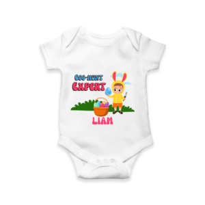 EASTER DESIGN BABY ROMPER WITH NAME - WHITE